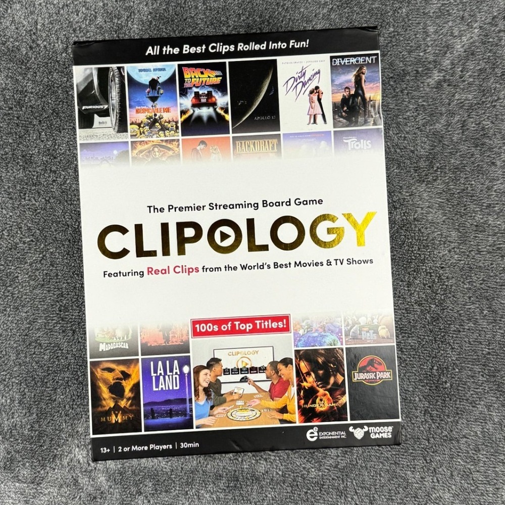 Clipology The Premier Streaming Board Game Movie TV Trivia Moose Games 13+